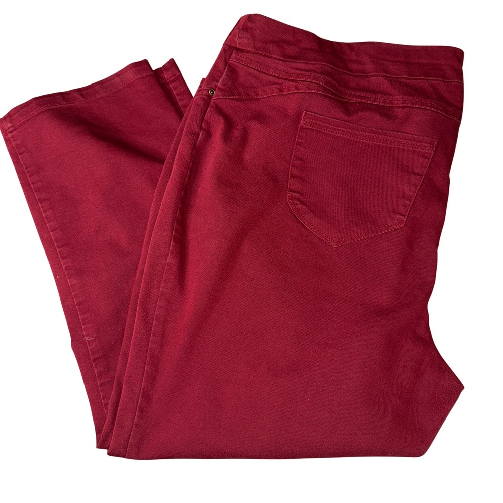 Napa Valley Pull On Pants 22WS Burgundy Stretch Straight Leg Trousers